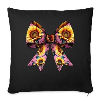 Coquette Bow Sunflower Cute Pink Plant Mom - Sofakissenbezug 45 x 45 cm - Schwarz - Vorne