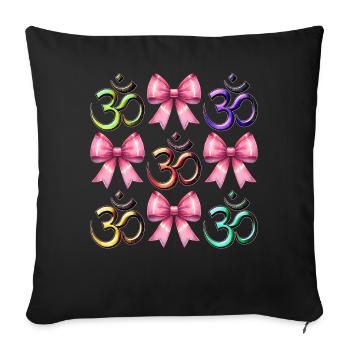 Coquette noeud Om symbole rose méditation - Housse de coussin décorative 45 x 45 cm - noir - Devant