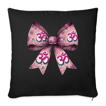 Coquette noeud Om symbole rose méditation - Housse de coussin décorative 45 x 45 cm - noir - Devant