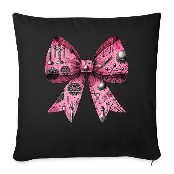 Coquette noeud alchimie symbole motif rose - Housse de coussin décorative 45 x 45 cm - noir - Devant