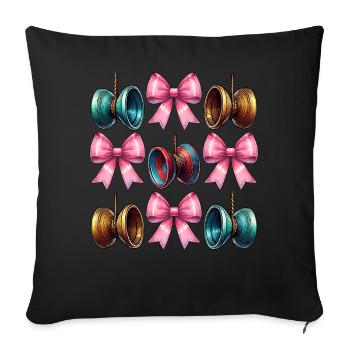Coquette Bow Yoyo Toy Girl Mothers Day - Sofa pillowcase 17,3'' x 17,3'' (45 x 45 cm) - black - Front