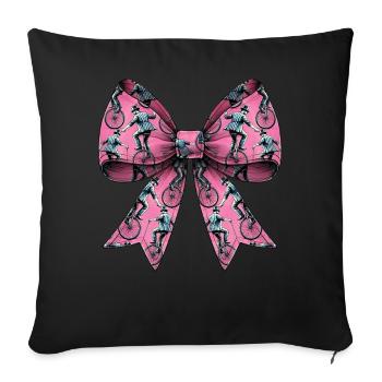 Coquette Bow Einrad Einradfahrendes Mädchen - Sofakissenbezug 45 x 45 cm - Schwarz - Vorne