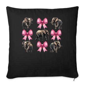 Coquette Bow Elephant Girl Mom Mother's Day Pink - Sofa pillowcase 17,3'' x 17,3'' (45 x 45 cm) - black - Front
