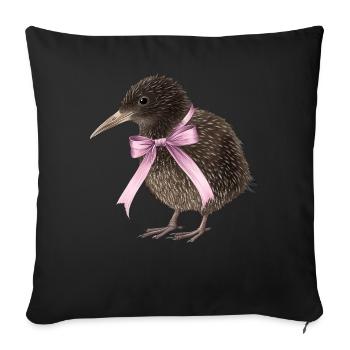 Coquette Bogen Kiwi Vogel Mama Muttertag rosa - Sofakissenbezug 45 x 45 cm - Schwarz - Vorne