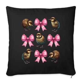Coquette Bogen Kiwi Vogel Mama Muttertag rosa - Sofakissenbezug 45 x 45 cm - Schwarz - Vorne