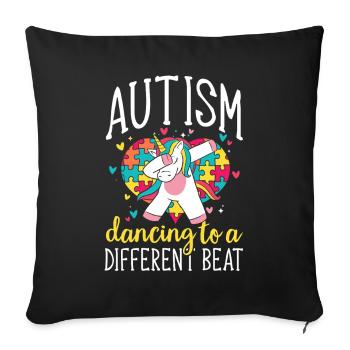 Autismus Puzzle Einhorn Tanzen Unterschied Musik - Sofakissenbezug 45 x 45 cm - Schwarz - Vorne