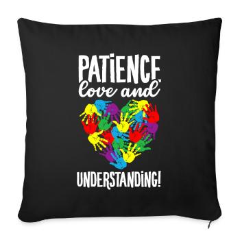 Autisme Communauté Coeur Coloré Mains Autiste - Housse de coussin décorative 45 x 45 cm - noir - Devant