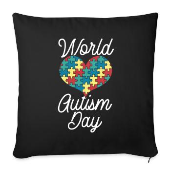 Puzzle de l’autisme Neurodiversité Journée mondiale de l’autisme - Housse de coussin décorative 45 x 45 cm - noir - Devant