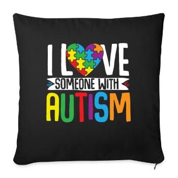 Autism Puzzle - Love a Person with Autism - Sofa pillowcase 17,3'' x 17,3'' (45 x 45 cm) - black - Front