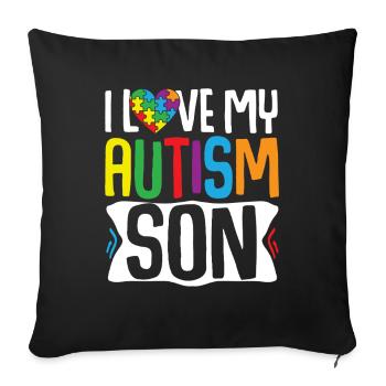 Cadeau de sensibilisation à l’autisme Parents Fils - Housse de coussin décorative 45 x 45 cm - noir - Devant