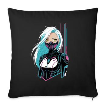 Cyberpunk Girl - Sofa pillowcase 17,3'' x 17,3'' (45 x 45 cm) - black - Front