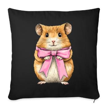 Coquette Arc Hamster Mignon Hammy Maman Mères - Housse de coussin décorative 45 x 45 cm - noir - Devant