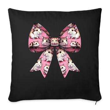 Coquette Arc Hamster Motif Mignon Hammy Mom - Housse de coussin décorative 45 x 45 cm - noir - Devant