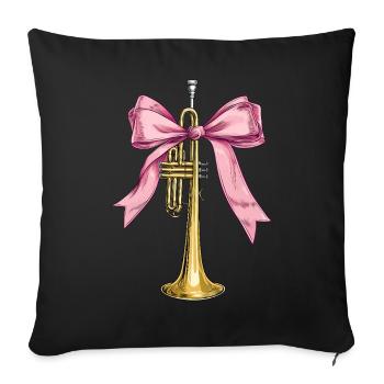 Coquette Bow Trumpet Instrument Trumpeter - Sofa pillowcase 17,3'' x 17,3'' (45 x 45 cm) - black - Front