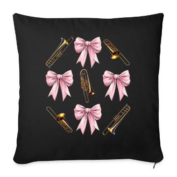 Coquettish Bow Trombone Girl Trombonist Mom - Sofa pillowcase 17,3'' x 17,3'' (45 x 45 cm) - black - Front
