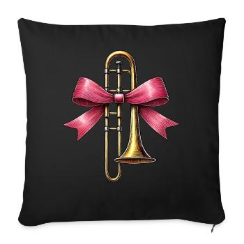 Coquettish Bow Trombone Girl Trombonist Mom - Sofa pillowcase 17,3'' x 17,3'' (45 x 45 cm) - black - Front