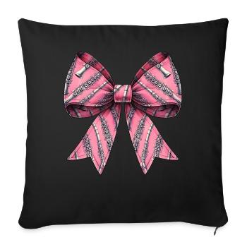 Coquette Bow Flute Girl Pattern Flutist Mom - Sofa pillowcase 17,3'' x 17,3'' (45 x 45 cm) - black - Front