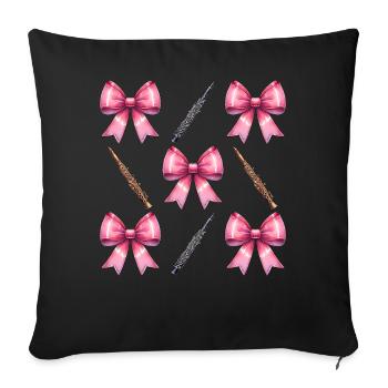 Coquette Bow Clarinette Fille Clarinettiste Maman - Housse de coussin décorative 45 x 45 cm - noir - Devant