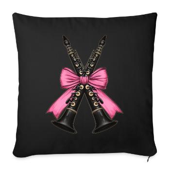 Coquette Bow Clarinette Fille Clarinettiste Maman - Housse de coussin décorative 45 x 45 cm - noir - Devant