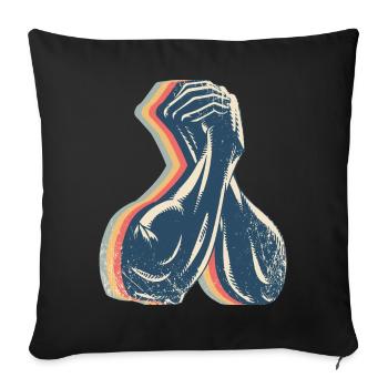 Arm Wrestling Arm Wrestler Retro Line Art - Sofa pillowcase 17,3'' x 17,3'' (45 x 45 cm) - black - Front