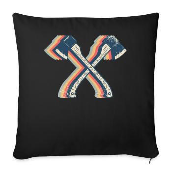 Axt-Werfen Axt-Werfer Retro Line Art - Sofakissenbezug 45 x 45 cm - Schwarz - Vorne