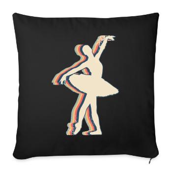 Ballet Danse Ballerine Danseuse Rétro Line Art - Housse de coussin décorative 45 x 45 cm - noir - Devant