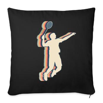 Joueur de badminton Entraîneur d’équipe Entraîneur Rétro - Housse de coussin décorative 45 x 45 cm - noir - Devant