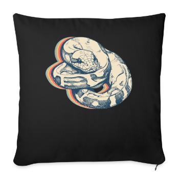 Ball Python Snake Retro Line Art - Sofa pillowcase 17,3'' x 17,3'' (45 x 45 cm) - black - Front