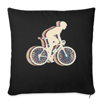 Cycling Biker Cyclist Bicycle Retro Line - Sofa pillowcase 17,3'' x 17,3'' (45 x 45 cm) - black - Front