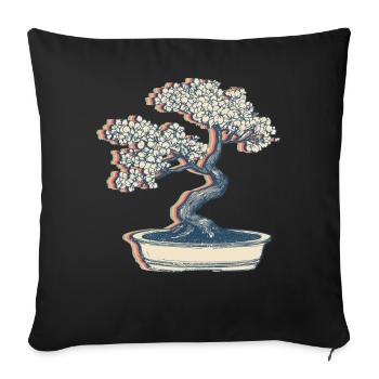 Bonsai Japanese Zen Plant Retro Line Art - Sofa pillowcase 17,3'' x 17,3'' (45 x 45 cm) - black - Front