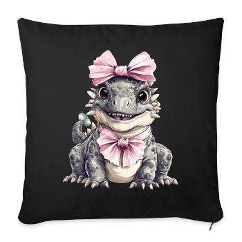 Coquette Bow Ankylosaurus Dinosaur Girl - Sofa pillowcase 17,3'' x 17,3'' (45 x 45 cm) - black - Front