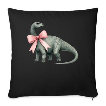 Coquette Arc Brontosaure Dinosaure Fille - Housse de coussin décorative 45 x 45 cm - noir - Devant