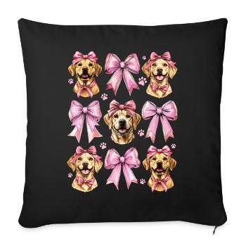 Coquette Bow Labrador Chien Maman Fille Rose - Housse de coussin décorative 45 x 45 cm - noir - Devant