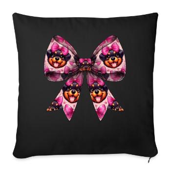 Coquette Bow Rottweiler Dog Pattern Mom Girl - Sofa pillowcase 17,3'' x 17,3'' (45 x 45 cm) - black - Front