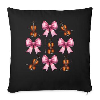 Coquette Bogen Violine Mädchen Geigerin Mom Mütter - Sofakissenbezug 45 x 45 cm - Schwarz - Vorne