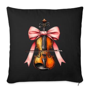 Coquette Bow Violon Fille Violoniste Maman Mamans - Housse de coussin décorative 45 x 45 cm - noir - Devant