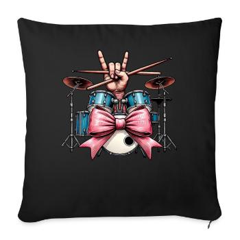 Coquette Bow Drum Girl Drummer Maman Fête des mères - Housse de coussin décorative 45 x 45 cm - noir - Devant
