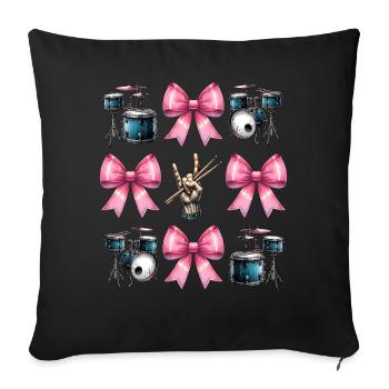 Coquette Bow Drum Girl Drummer Maman Fête des mères - Housse de coussin décorative 45 x 45 cm - noir - Devant