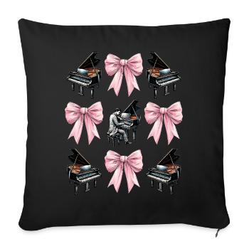 Coquette Bogen Pianist Klavier Mädchen Mom Mütter - Sofakissenbezug 45 x 45 cm - Schwarz - Vorne