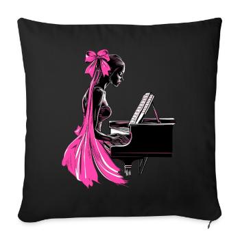Coquette Bogen Pianist Klavier Mädchen Mom Mütter - Sofakissenbezug 45 x 45 cm - Schwarz - Vorne