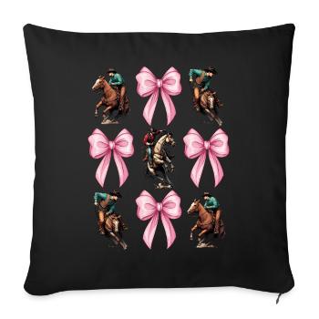 Coquette arc rodéo baril racer baril racing maman - Housse de coussin décorative 45 x 45 cm - noir - Devant