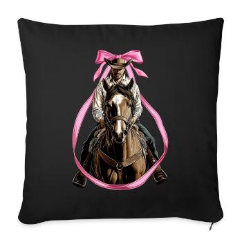 Coquette arc rodéo baril racer baril racing maman - Housse de coussin décorative 45 x 45 cm - noir - Devant