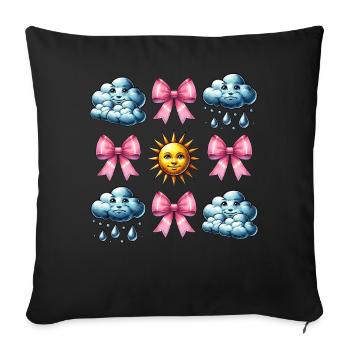 Coquettish Bow Meteorology Sun Clouds - Sofa pillowcase 17,3'' x 17,3'' (45 x 45 cm) - black - Front