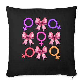 Nœud coquet Symbole féministe Féminisme - Housse de coussin décorative 45 x 45 cm - noir - Devant
