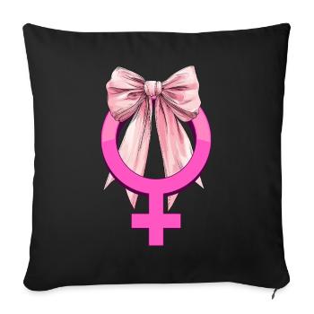 Nœud coquet Symbole féministe Féminisme - Housse de coussin décorative 45 x 45 cm - noir - Devant