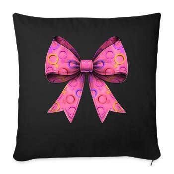 Nœud coquet Symbole féministe Féminisme - Housse de coussin décorative 45 x 45 cm - noir - Devant