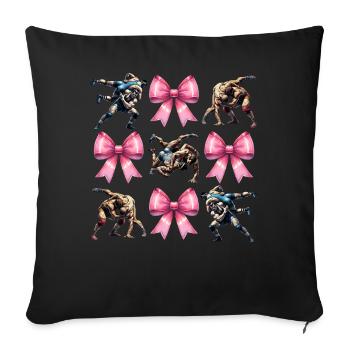 Coquette Arc Lutteur Lutte Maman Fête des Mères - Housse de coussin décorative 45 x 45 cm - noir - Devant