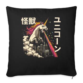 Kaiju Unicorn Japanese Monster Rainbow - Sofa pillowcase 17,3'' x 17,3'' (45 x 45 cm) - black - Front