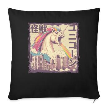 Kaiju Unicorn Japanese Monster Rainbow - Sofa pillowcase 17,3'' x 17,3'' (45 x 45 cm) - black - Front