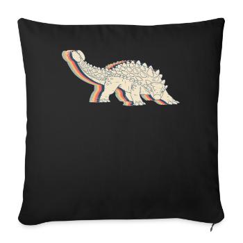 Ankylosaurus Dinosaur Retro Line Art - Sofa pillowcase 17,3'' x 17,3'' (45 x 45 cm) - black - Front